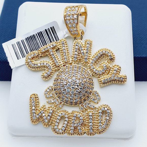 "14K Gold Plated Cubic Zircon Pendant, EVBRS397 - Picture 1 of 9